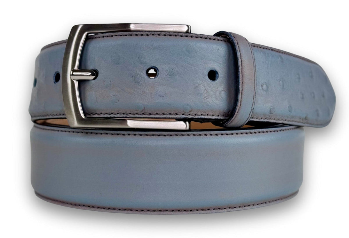 Stanford Leather Belt Ostrich embossed Grey