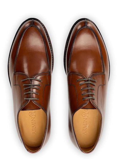Brown Split-Toe Derby Shoes - Hand-Burnished - CONGRESS by Civardi